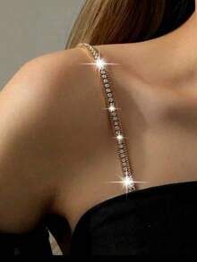 1 Pair Women's Anti-Slip Shoulder Straps, Adjustable Rhinestone Shoulder Chains For Strapless Bras, Bridal Wedding Dress Accessories - Multicolor - View 8