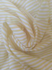 New Striped Letter Embroidered Front Button Casual Short Sleeve Shirt, Suitable For Spring/Summer Commute, Casual, And Date Outfits - Yellow - View 8