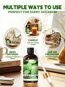 100 ml 100 % ren naturlig premium eterisk pepparmyntsolja, lämplig för aromaterapidiffusor, aromaterapi, ljus- och tvåltillverkning, inkluderar pipett, presentask - Pepparmynta eterisk olja - Visa 4