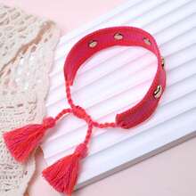 1pc Rivet Heart Bohemian Bracelet - Hot Pink - View 6