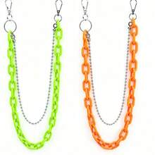 2 Pcs Detachable Resin Chain Fluorescent Pants Chain  Hip-Hop Jeans Chain - 綠+橘 - 查看 9