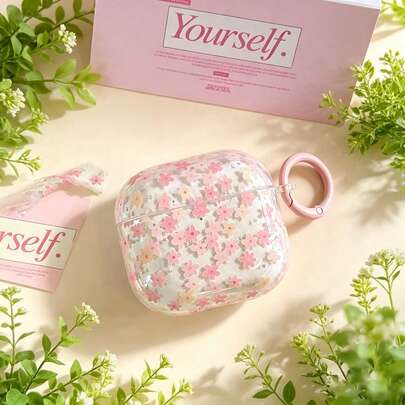 Ốp tai nghe hoa hồng trong suốt đáy mở thời trang, sáng tạo, phù hợp với thế hệ thứ 4, vỏ tai nghe dễ thương cho Apple 2/3/Pro 2/Pro 3, vỏ tai nghe kiểu Hàn Quốc, ốp tai nghe mùa xuân/hè, quà tặng sinh nhật/ngày lễ.