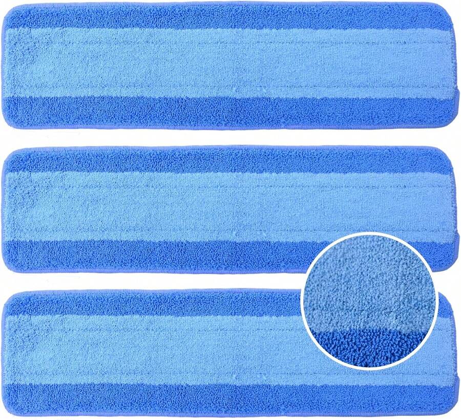 Jikefa 3 Pack Microfiber Cleaning Pads Compatible With Bona Mop Spray Mop Replacement Pad 18 Inch, Machine Washable Reusable, Hardwood &Amp; Hard Surface Floors, Clean Pet Hair &Amp; Dust - Trắng - Xem 1