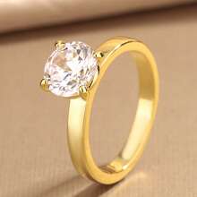 Nhẫn đôi hình tròn cổ điển, quà tặng trang sức cho bữa tiệc Ngày Valentine. - Trắng và vàng - Xem 8