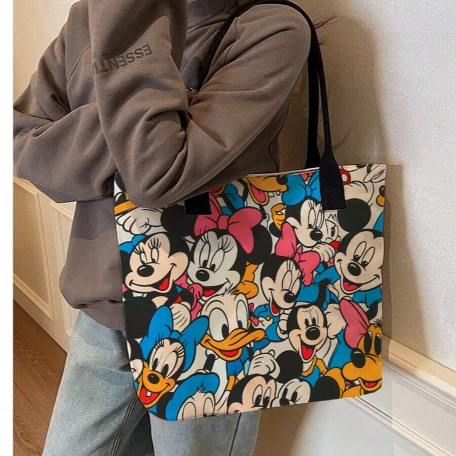 Disney 1个迪士尼米奇老鼠风格单肩包，卡通帆布包，学校和办公室收纳包 - 長方形 - 查看 1