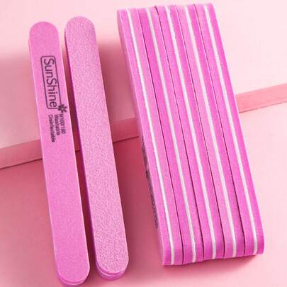 Pink Nail Sanding Sponge, 100/180 Grit Double Sided Nail Polishing Block, Professional Nail Shaping Buffing Accessories, Manicure Tools For Natural Nails, Acrylic Nails & Home Salon DIY Nail Art