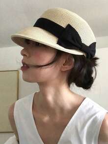 1顶时尚优雅女士夏季户外运动遮阳帽，可折叠便携，适合游泳、棒球、高尔夫等户外活动，具有防紫外线功能，是度假旅行的理想之选。 - A - 查看 1