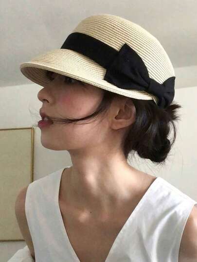 1pc Fashionable & Elegant Women's Summer Outdoor Sports Sun Hat, Foldable & Portable Beach Hat, Suitable For Swimming, Baseball, Golf And Other Outdoor Activities, With UV Protection Function