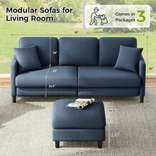 Sofás de 83" para Sala de Estar, Sofás Cómodos para Sala de Estar, Sofá Teddy, Sofá Loveseat de Montaje sin Herramientas, Sofás Loveseat de Madera, Sofá Pequeño con 2 Cojines Incluidos, Beige - Gris azulado - Ver 4