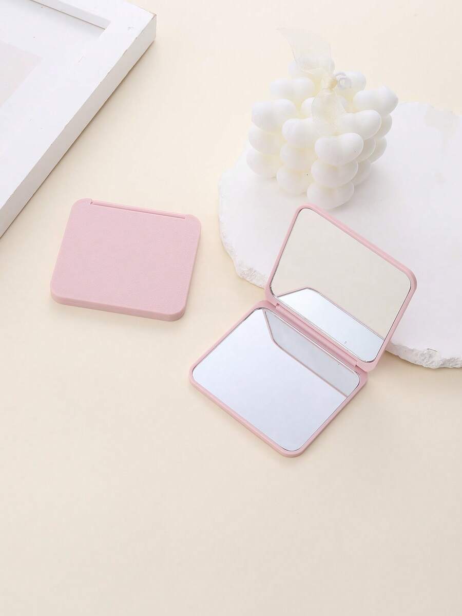 1pc Solid Color Folding Makeup Mirror, Japanese Simple Portable Flip Dual-Sided Handheld Vanity Mirror For Cosmetic, Suitable For Travel, Bedroom, Home Use,Makeup,Cheap,Room Decor,Vanity,Travel,Bedroom,Makeup Accessories,Mirror,Vanity Mirror,Mini Mirror,Compact Mirror,Mirror Small,Hand Mirror,Cheap,Stocking Stuffers,Makeup,Makeup Tools,Cheap Stuff,Gifts,Gifts For Women,Christmas Gifts,Giveaways,Travel,Cheap Stuff,Travel Essential - 粉色 - 查看 1