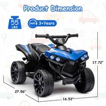Soonbuy 6V Kids Ride-On Electric ATV,4-Wheeler Quad Car Toy With LED Lights, Music, Foot Pedal And Wear-Resistant Wheels,2-Seater Quad For Boys Girls - Blue - View 10