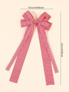 2 Stück Mädchen Karomuster Haarspangen mit Schleife, elegante langgeschwänzte karierte Haarspangen, Haarnadeln für Frühling & Sommer Alltag, Schulleben Kopfschmuck, minimalistische Haraccessoires für Mädchen. - Verschiedenfarbig - Übersicht 8