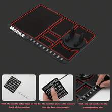 2026 New Anti-Slip Mat With Phone Holder, Multifunction Car Anti-Slip Mat Auto Phone Holder With Temporary Parking Numbe, And Large Pad For Phones Sunglasses Keys Gadgets (Red) - 1PC - View 6