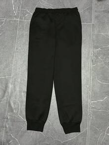 Men's Black Patterned Printed Jogger Pants With Drawstring Waist And Ankle Cuffs - Thick And Warm Winter Trousers, Elastic A Comfortable Fit, Casual Sports Home Pants Suitable Gym And Everyday Wear, Washable (Standard Length), Patterned Printed Ankle-Length Joggers Autumn/Winter, Loose Fit With Bold Graphic Design, Dry Cleanable, Fitness Apparel, Durable Construction, Soft Fabric, An Active Lifestyle - 黑色 - 查看 3