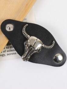 Vintage Distressed Bull Head Scarf Clip, European And American Style Scarf Holder, Western Cowboy Outfit Accessory - A - View 5
