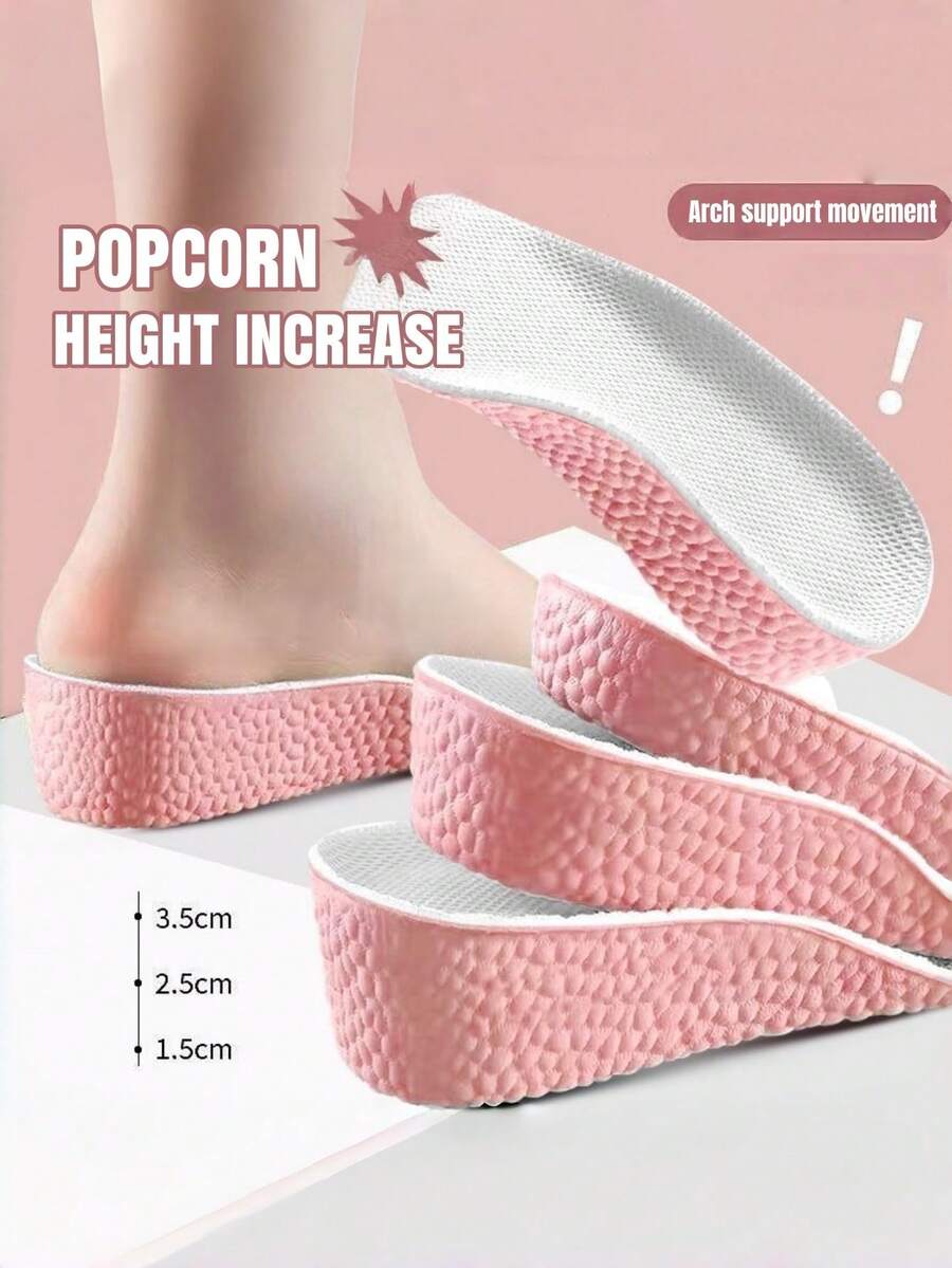 1 Pair Unisex Invisible 3/4 Height Increase Insoles, Comfortable Thick Breathable Half Pad, Suitable For Short People, Fit For Low-Top & Mid-Top Shoes