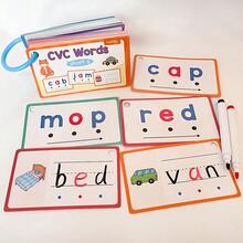 60pcs Erasable CVC Word Flashcards, Phonics Reading & Spelling Learning Aid Cards, Christmas Stocking Stuffer - Multicolor - View 10