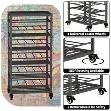Organizador de estante de 50 latas de pintura en aerosol, soporte de almacenamiento de latas de pintura en aerosol de metal, carrito rodante con estante de almacenamiento, para garaje, salas de - gris - Ver 5