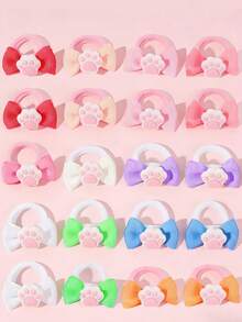 4/10pcs Pet Cat Paw & Bow Hair Ties, Small Dog Hair Accessories, Cat Hair Clips - Multicolor - View 6