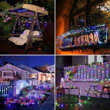 1pc Solar Powered 22.97ft 50 Lights/39.37ft 100 Lights/72.18ft 200 Lights Decorative String Lights, 8 Modes, Warm White/White/Multi-Color Optional, Suitable For Garden/Yard/Tree/Holiday/Party/Room Decoration - Multicolor - View 5