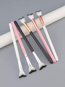1pc New Curved Lash Brush, Soft Bristle Eyelash Extension Care Cleaning Makeup Remover Brush Tool - Multicolor - View 4