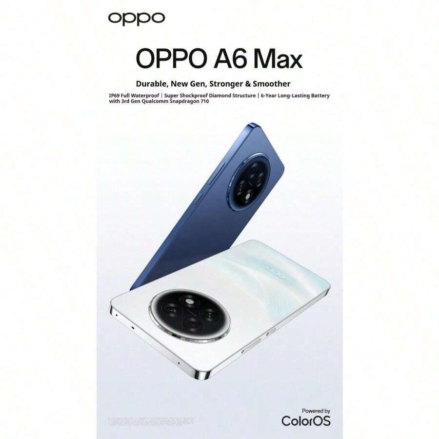 OPPO A6 Max 5G 智能手机，6.8 英寸 OLED 120Hz 屏幕，7000mAh 电池，80W 快充，50MP 摄像头 - 多色 - 查看 1