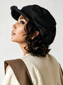 1 chiếc mũ beret nữ, mũ beret chóp phẳng, mũ thợ sơn đa năng bằng da PU, mũ hình quả bí ngô, thích hợp cho mùa xuân/hè. - Nhiều màu - Xem 8