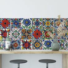 Stiker Dinding DIY Motif Bunga Bohemian Perekat Mandiri Tempel dan Lepas Dekorasi Rumah untuk Dapur, Kamar Mandi, Tangga 1 Gulungan 7874x3937 Inci Mudah Dipasang - Beraneka warna - View 6