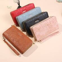 Women's Double Zipper Long Wallet, Fashionable And Simple, Large Capacity, Double Layer Purse, Phone Bag - Black - View 3