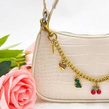 Vintage Gold Bag Charms Purse Extender Chain Floral Cute Wallet Keychain Accessories For Women's Handbags Bags Jeans - Vàng với họa tiết quả anh đào và khối lập phương màu hồng - Xem 5