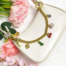 Vintage Gold Bag Charms Purse Extender Chain Floral Cute Wallet Keychain Accessories For Women's Handbags Bags Jeans - Vàng với họa tiết quả anh đào và khối lập phương màu hồng - Xem 6