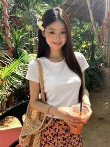 女士百搭白色简约多功能短款背心，适合海滩、日常穿着，修身性感 - 白色 - 查看 5