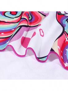 1pc 60cm*120cm Cartoon Hooded Bathrobe, Suitable For Men, Women And Children, Can Be Unfolded As A Blanket, Quick-Drying Beach Towel, Cute Cartoon Swimming Robe For Babies - Multicolor - View 4