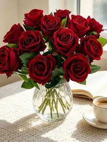 1 pièce/5 pièces/10 pièces Fleurs de roses rouges en velours artificielles de 50 cm, fleurs artificielles pour décoration intérieure et extérieure, décoration d'Halloween, mariage, fête, décoration de la maison, remplissage de vase, cadeau d'anniversaire, faveur de mariage, centre de table de mariage, décoration de table, floral, rose, bouquet, fleur artificielle, fleur synthétique, décoration de mariage, décoration intérieure, décoration de chambre, cadeau de remise des diplômes - Gros rouge - Voir 1