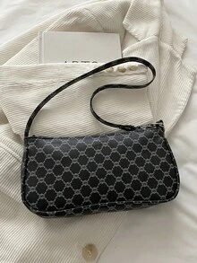 1pc Solid Color PU Leather Fashion Underarm Bag. It Is A Simple And Stylish Large Capacity Shoulder Bag, Business Commuter Messenger Bag, And Small Handbag For Daily Office Use. Suitable For Girls, Female College Students, Beginners And White-Collar Workers. Very Suitable For Office, University, Work, Business, Commuting, Outdoor Activities, Travel And Going Out. - Black - View 7