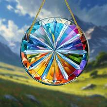 4-Season 2D Flat Boho Style 8-Inch Acrylic Prism Suncatcher - Vibrant Rainbow Refraction, Suitable For Porch, Garden, Office Or Home Wall Decor - Gift For Friends And Family, 2D Flat - A - View 4