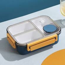 niceforyou 3-Compartment Stainless Steel Bento Box With Mini Sauce Container, Leak-Proof Portable Divided Lunch Box With Utensils, Microwave- Food Storage Container, Suitable For Office, School, Picnic - Multicolor - View 14