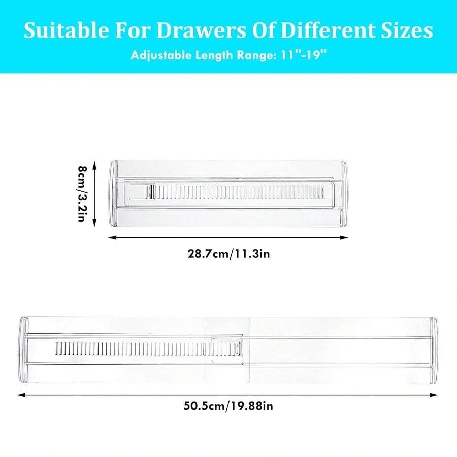 1/2/4/6/8/12 Pcs Adjustable Drawer Dividers, Transparent Expandable Storage Boxes For Clothes And Kitchen Utensils