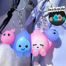 Móc khóa hình búp bê nhồi bông ngọn lửa nhỏ phát sáng trong bóng tối (ngẫu nhiên), phụ kiện trang trí ba lô, quà tặng cho bạn bè và các cặp đôi. - xanh hồng - Xem 2