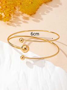 1pc Fashionable Sphere Line Metal Bangle Bracelet, Suitable For Women's Daily Wear, Party, And Outdoor - Beaded Bracelet - View 5