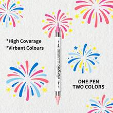 Ensemble de stylos marqueurs acryliques Flysea à double pointe et double couleur, disponible en 24/48/72/96/120/168 couleurs. Encre liquide à flux lisse avec une couverture puissante, des couleurs vives, imperméable et résistante à la décoloration. Convient pour le dessin DIY sur plusieurs matériaux. Outil d'art professionnel pour les étudiants en art, les artisans et les illustrateurs. - Multicolore - Voir 10