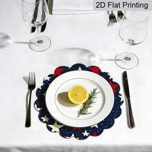 2/4/6pcs Minimalist Placemats, Designed With Red, White And Blue Star Patterns, Suitable For Independence Day Themed Dining. Each Placemat Size: 13.8inch*35cm, Ideal For Family Dinners And Memorial Day Events. - Multicolor - View 9