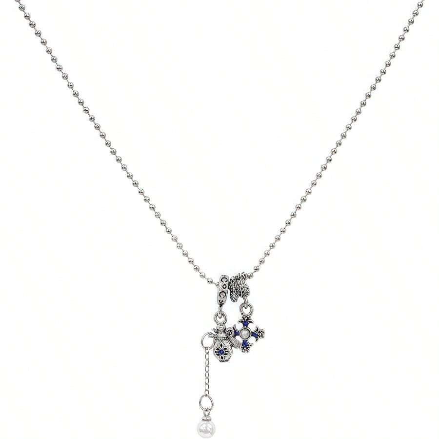 Western Region Necklace For Women Lion Butterfly Beads Natural Stone Retro Beaded Lady Women 17.71 Inch - 樣式22 - 查看 1