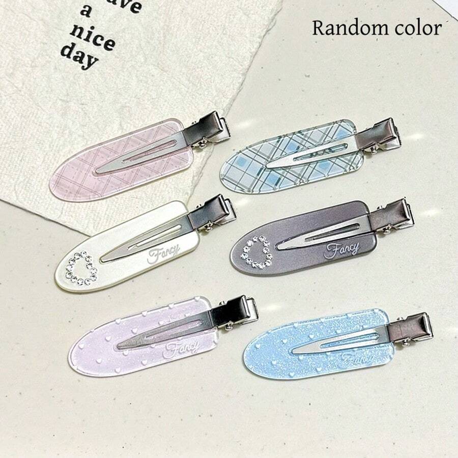 3/6pcs Blue/Pink Polka Dot Heart-Shaped Claw Clips, Minimalist Versatile Bangs Clips, Cute Fresh Seamless Hair Accessories, Fashionable Daily Hair Clips For Women