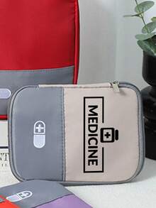 便携式“Medicane”印花医疗包，紧凑型急救包，便捷药品袋，露营应急药包药品整理器 - 彩色 - 查看 7