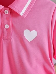 Bộ 2 món cho bé gái: Áo croptop cổ polo và quần, trang phục đi học dễ thương. - Màu Hồng Tươi - Xem 4