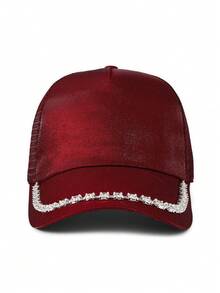 1pc Y2K Style Rhinestone Embellished Retro Baseball Cap, Unisex Adjustable Classic Low Profile Solid Color Hat, Suitable For Outdoor, Golf, Summer, Casual Wear, Perfect Gift - Baseball Cap - View 12