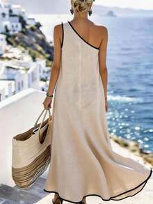 YHHBreezaya Vestido sin mangas con bolsillo para vacaciones, vestidos elegantes y clásicos de verano para mujer, vestido bohemio fluido y largo para mujer, ropa de resort para vacacionesYHH - Albaricoque - Ver 2