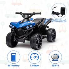Soonbuy 6V Kids Ride-On Electric ATV,4-Wheeler Quad Car Toy With LED Lights, Music, Foot Pedal And Wear-Resistant Wheels,2-Seater Quad For Boys Girls - Blue - View 9
