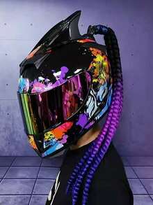 Motorcycle Riding Helmet Decoration Braids, Bicycle Motorcycle Helmet Dreadlocks Spring Suction Cup - Multicolor - View 2